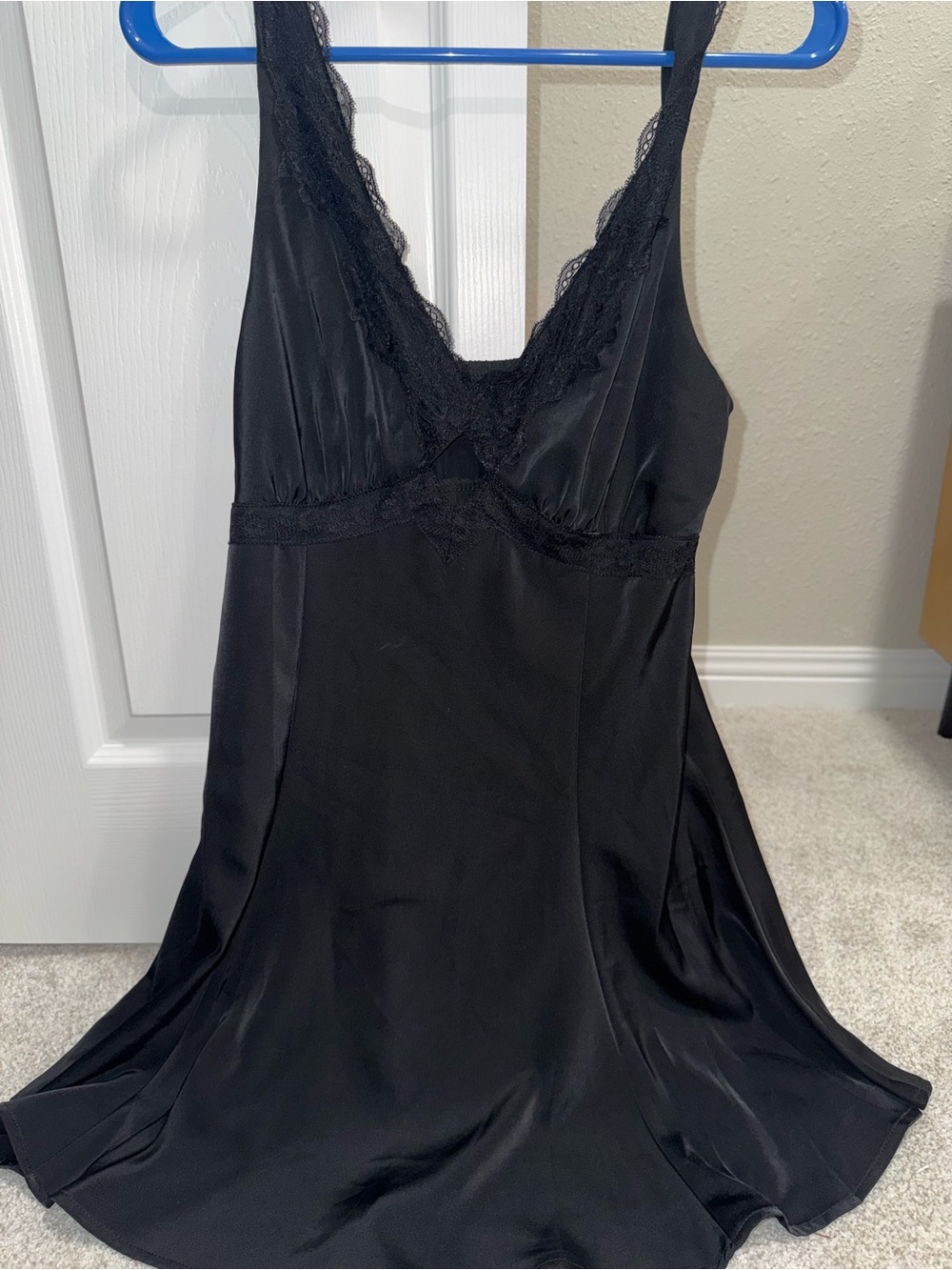 wild fable Black Lace-Trim Mini Slip Dress